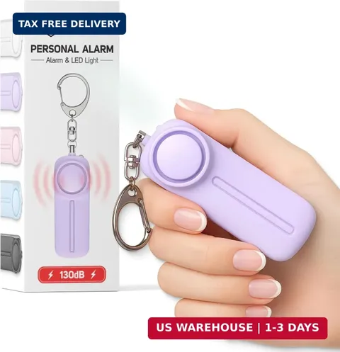Weten Personal Safety Alarm Keychain - 130dB Siren, LED Light, Panic Pin - Compa