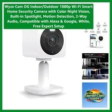 Indoor/Outdoor 1080p Security Camera with Smart Alerts & Built-in Spotlight