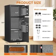 7.0 cub Heavy Duty Home Safe with Digital Lock, Deposit Slot & Dual Alarm