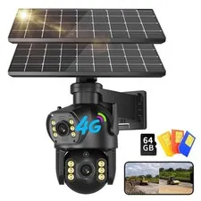 Neye 4G LTE Solar Security Camera 4K with Dual Lens Color Night Vision, Rotat...