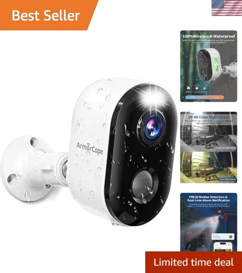 Rechargeable Wireless Security Camera -  Waterproof with 3-Day Cloud Storage
