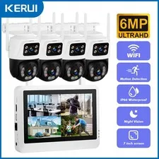 7in Touch Screen Wireless Security NVR Kit H.265+ WiFi Cameras Recording System