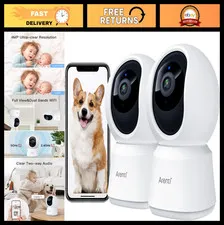 5G Indoor Security Camera 4MP Pet Monitor with Speaker, Night Vision, 2-Way Talk