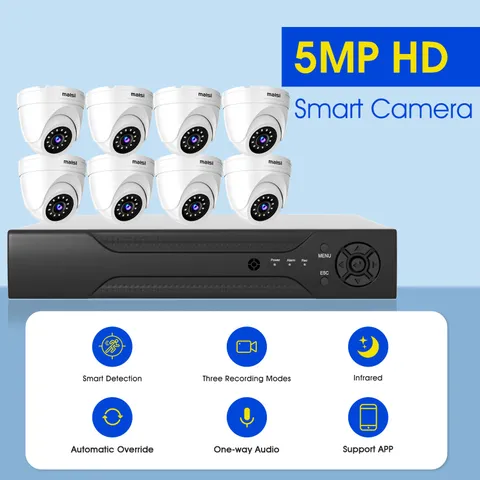 5MP 8CH DVR HD 24/7 Home Outdoor Security Dome Camera CCTV System IR Waterproof 