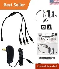 Durable Security Camera Power Adapter - 4-Way Splitter for Easy Installation
