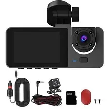 iMountek 3 Channel Dash Cam Front Inside Rear Vehicle Driving Recorder Car DVR