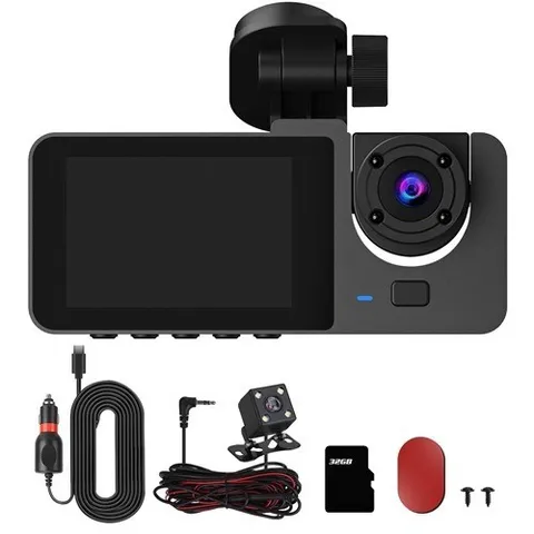 iMountek 3 Channel Dash Cam Front Inside Rear Vehicle Driving Recorder Car DVR