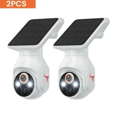 2PCS Solar Outdoor Wi-Fi IP PTZ Security Cameras 1080p Night Vision 2-Way