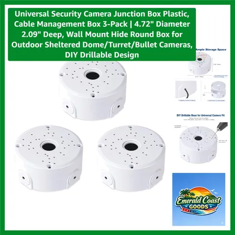 Universal Security Camera Junction Box Plastic, Cable Management Box 3-Pack |...