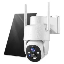 Solar Cameras Wireless Outdoor, 2K Pan Tilt 360° View Battery Powered 2-Way T...