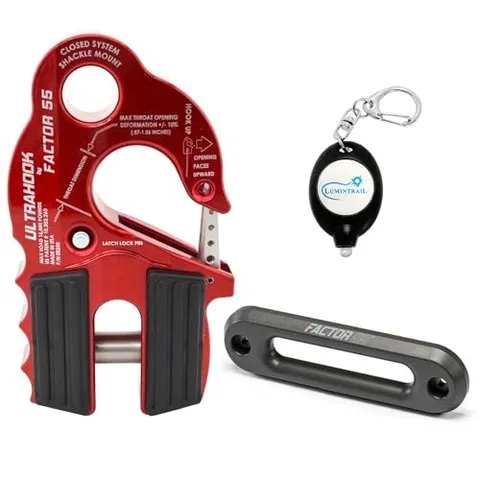 Factor 55 UltraHook Winch Hook Integrated Shackle Pin, Red (00250-01) Mount 