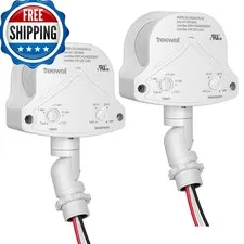 TREEWELL TMD242B 2 Pack 240-Degree Motion Detector 60ft Range 3 Modes White
