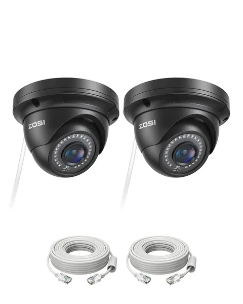 ZOSI 2 Pack 5MP 3K Add-on Security Dome POE Camera with 2 PoE Cam, 2 Cams