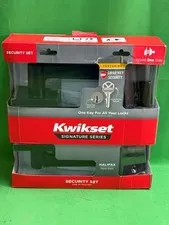 KWIKSET KEYED ONE SIDE HALIFAX MATTE BLACK SECURITY SET NEW (F40047636)
