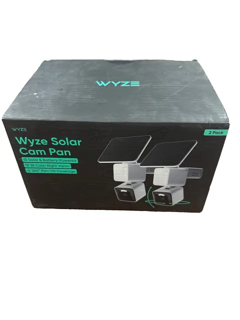 Wyze Solar Cam Pan 2 Pack 2K Battery Security Cameras w/ Solar Panels New