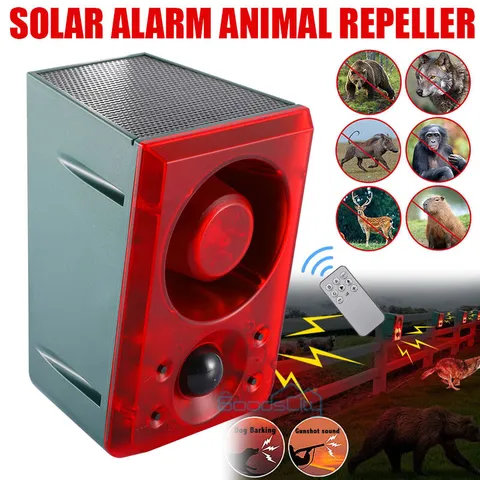 Solar Motion Sensor Alarm Outdoor - 130Db Sound Security Siren Light with Remote