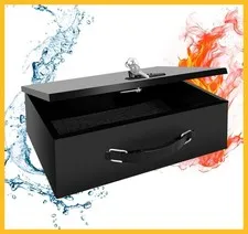 Fireproof Waterproof Portable Steel Lock Box Safe Key & 3-Digit Combination