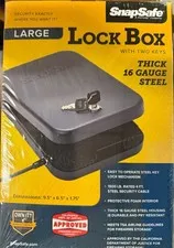 SnapSafe Key Lock Box Large 9.5" x 6.5" x 1." Cable Included Black Finish 75200