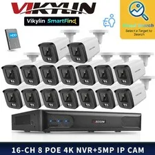 VIKYLIN SmartFind 8POE 16CH NVR CCTV System Night Version 5MP IP Camera MD Lot