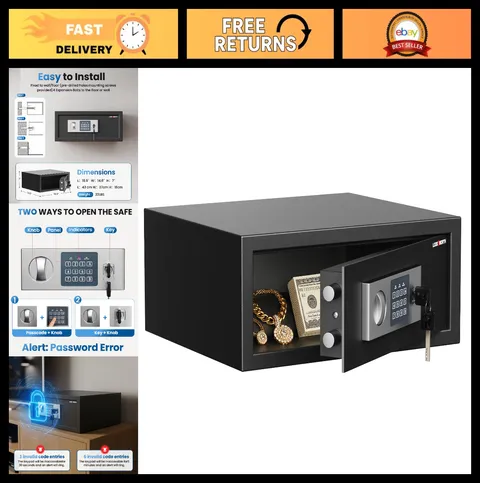 Home Security Safe Box, 0.7 Cu Ft Lock Box for Money, Jewelry, Documents & Guns