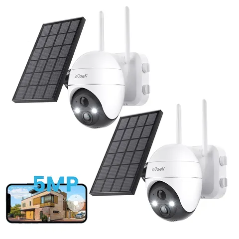 2PCS ieGeek Wireless Outdoor 5MP Security Camera PTZ Home WiFi Battery CCTV