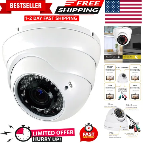 Analog CCTV Camera HD 1080P 4-in-1 TVI/AHD/CVI/CVBS Security Dome Camera Outd...