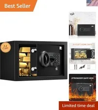Safe Box 0.4 Cuft Fireproof, Waterproof, Keypad Small Cabinet Lock Box, Solid...