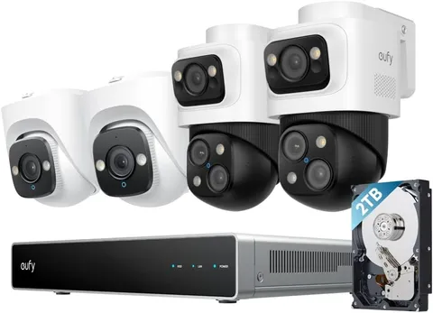 eufy PoE NVR Security System S4 2 Bullet-PTZ Cams 2 Turret Cams 16CH 2TB HDD