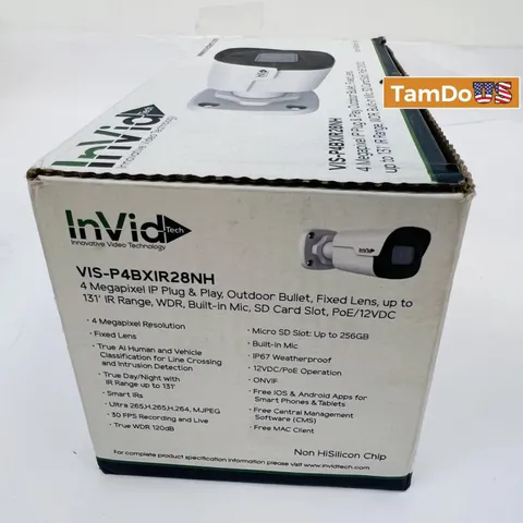 InVid Tech VIS-P4BXIR28NH 4MP Bullet Security Camera – Fixed Lens Outdoor IR