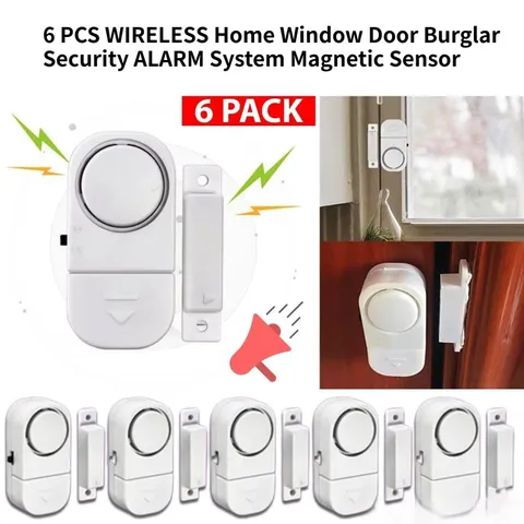 6pcs Wireless Home Window Door Burglar Security Alarm System Magnetic Sensor