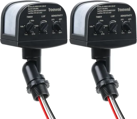 2 Pack 240-Degree Replacement Motion Sensor, Adjustable LUX(5-300) & Time & Dete