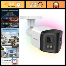 4MP Dual Lens PoE IP Security Camera - 180° Panoramic, Night Vision, Motion Dete