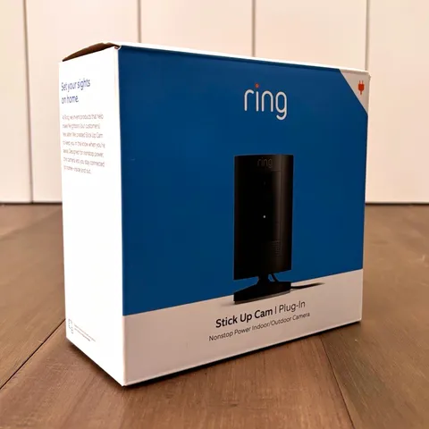 Ring Stick Up Cam Plug-In 1080p Wi-Fi Indoor/Outdoor Black Night Vision Audio