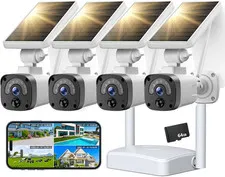 4MP Solar Security Cameras Wireless Outdoor, 10X Zoom, Set 4 Camaras De Segurida