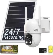 HXVIEW 4G Wireless Outdoor & Indoor Security Camera with Solar Panel & Mount