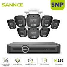 SANNCE 5MP POE IP Security Camera System Audio Recording Ourdoor 8CH 6MP NVR AI