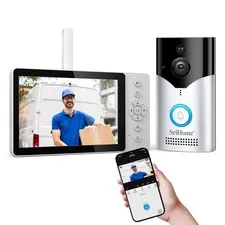 SriHome DH054+DH002 4MP FHD PIR 5200mAh Smart Video Doorbell Set 5" Wi-Fi6