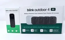 New Blink Outdoor 4 XR 4 Cameras System w/ Sync Module + 1 Video Doorbell Bundle