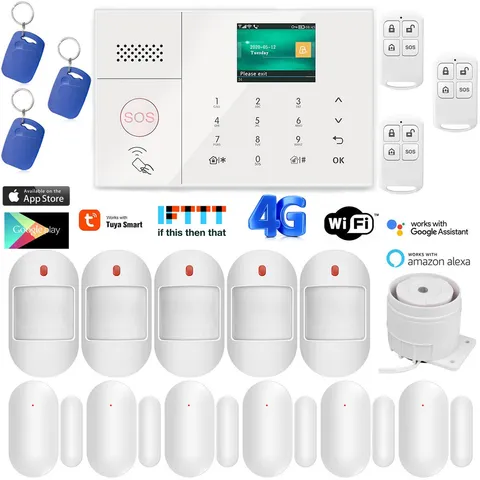Wireless & Wired WiFi IP 4G Office Home Burglar Security Alarm System TUYA APP