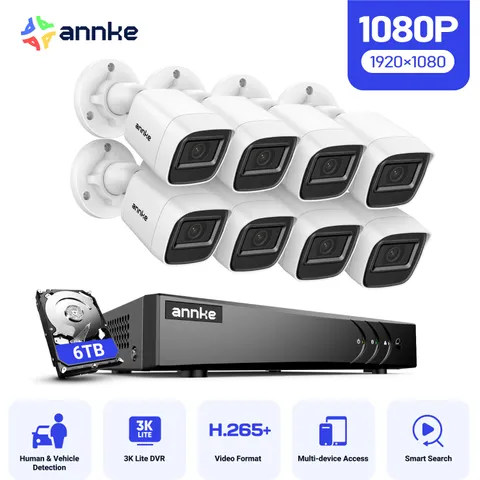 ANNKE 8CH 3K Lite DVR 1080P Video Home Security Camera System AI Human Detection
