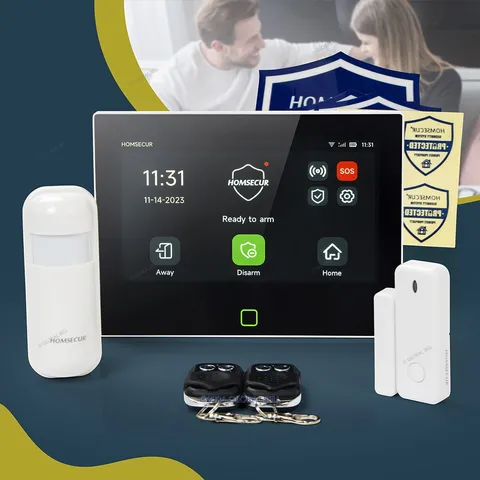 HOMSECUR WIFI 4G/2G Alarm System Set Touch Screen Control Panel For Smart Home