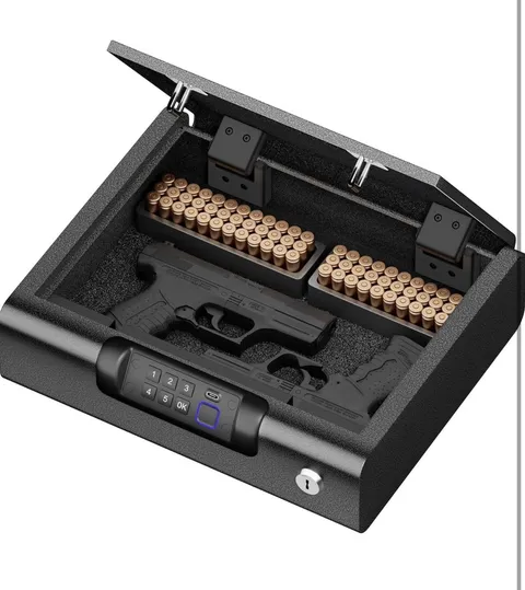 BILLCONCH Biometric Gun Safe Fingerprint Keypad Key Lock w/ LED, Black