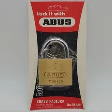 Abus 55/50 Padlock 1-1/4"L x 0.275"D Shackle 1-7/8"W Brass Body German NOS