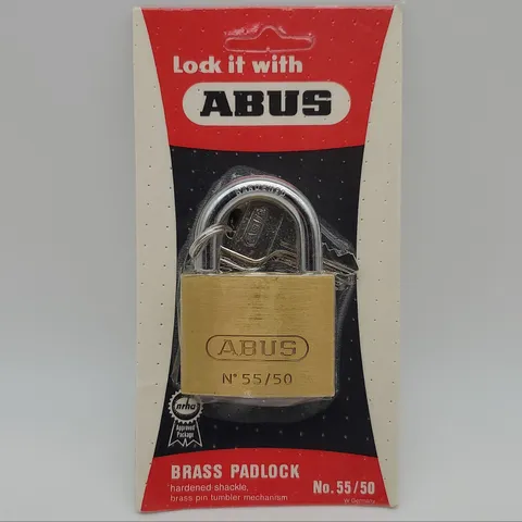 Abus 55/50 Padlock 1-1/4"L x 0.275"D Shackle 1-7/8"W Brass Body German NOS