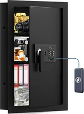 25.6" Tall Fireproof Hidden Wall Safe with Digital Keypad & Shelves
