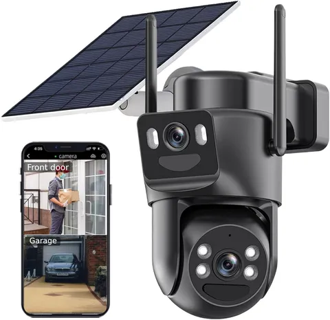 6MP Dual Lens Solar Security Cameras Wireless Outdoor, 360° View Pan/Tilt | Colo