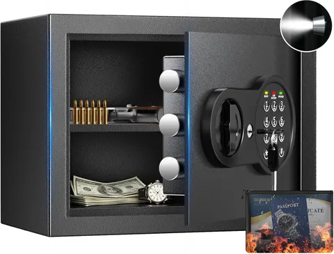 Mitlvge 0.9 Cuft Small Safe Box, Money Safe with Removable Shelf, Fireproof Wate