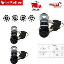 Durable Black Tubular Cam Locks, 5/8" Size, Anti-Drill - Pack of 2 for Easy Use