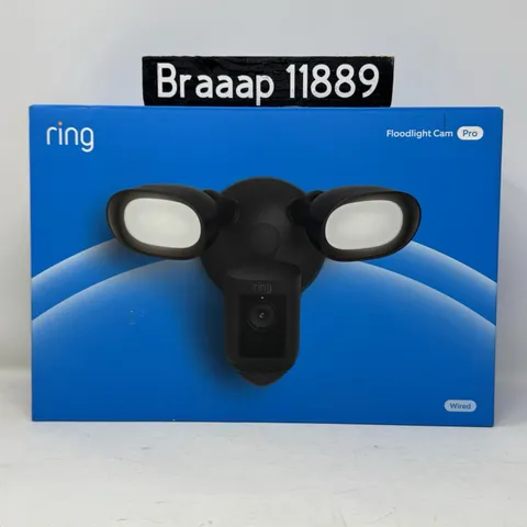 Ring Floodlight Cam Wired Pro Outdoor Wi-Fi Retinal 2K Surveillance Camera Black