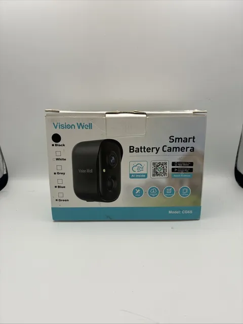 NIB Vision Well Smart Battery Camera CG6S-Black 2 Way Audio